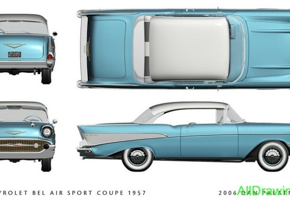 Chevrolet Bel Air Sport Coupe (1957) - drawings (drawings) of the car